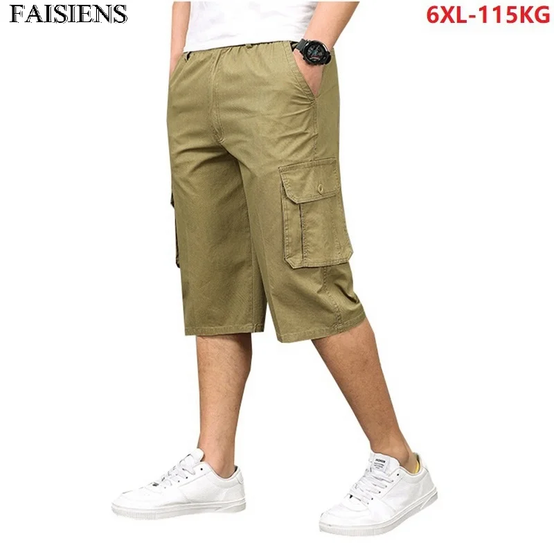 Большие размеры 4XL 5XL летние мужские карго шорты с карманами армейский зеленый 6XL мужские повседневные шорты из тонкого хлопка цвета хаки стрейч шорты