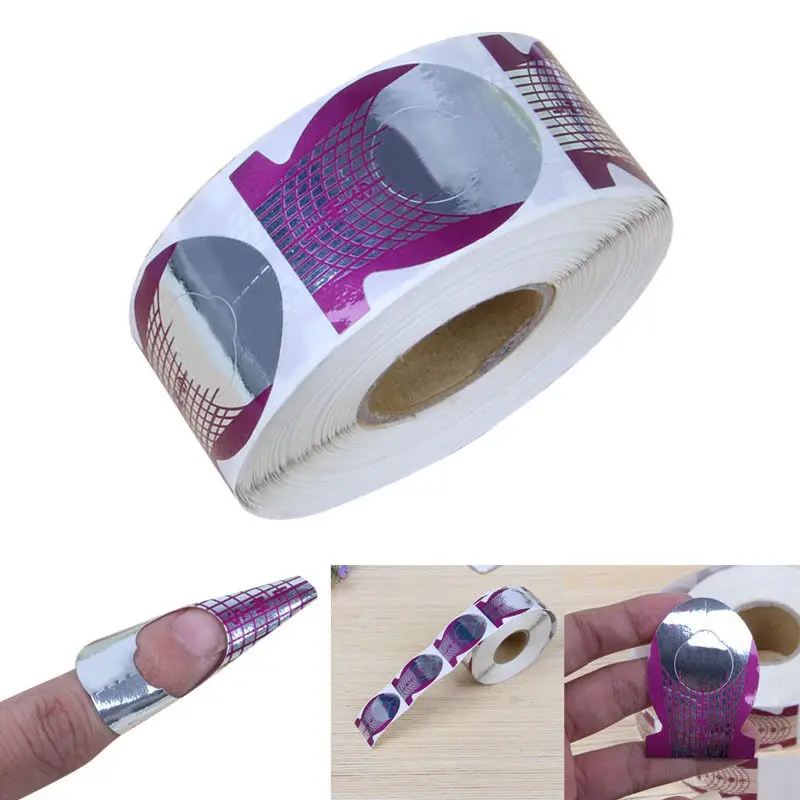 

500Pcs Protable Purple Nail Art Tools Fish Shape Tip Roll Tools Guide Stickers