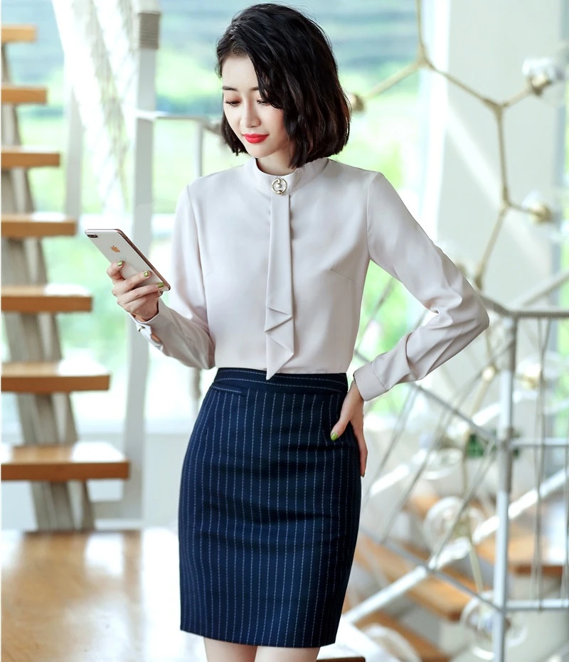 Novedad nuevos estilos Formal profesional de negocios con Tops y falda para damas blusas oficina y conjuntos de camisas|Trajes con falda| - AliExpress