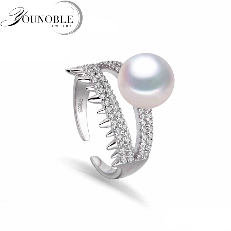 

Wedding freshwater pearl rings for women,Natural pearl rings silver 925 fashion white genuine lady ring trendy wife gift white