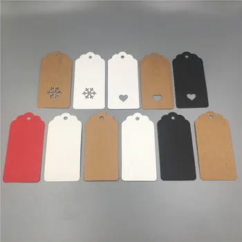 

100Pcs/Lot 9.5x4.5cm Multi Styles Kraft Paper Card Price Tag For Gift And Price With Heart And Snowflake Shaped Hollow DIY Label