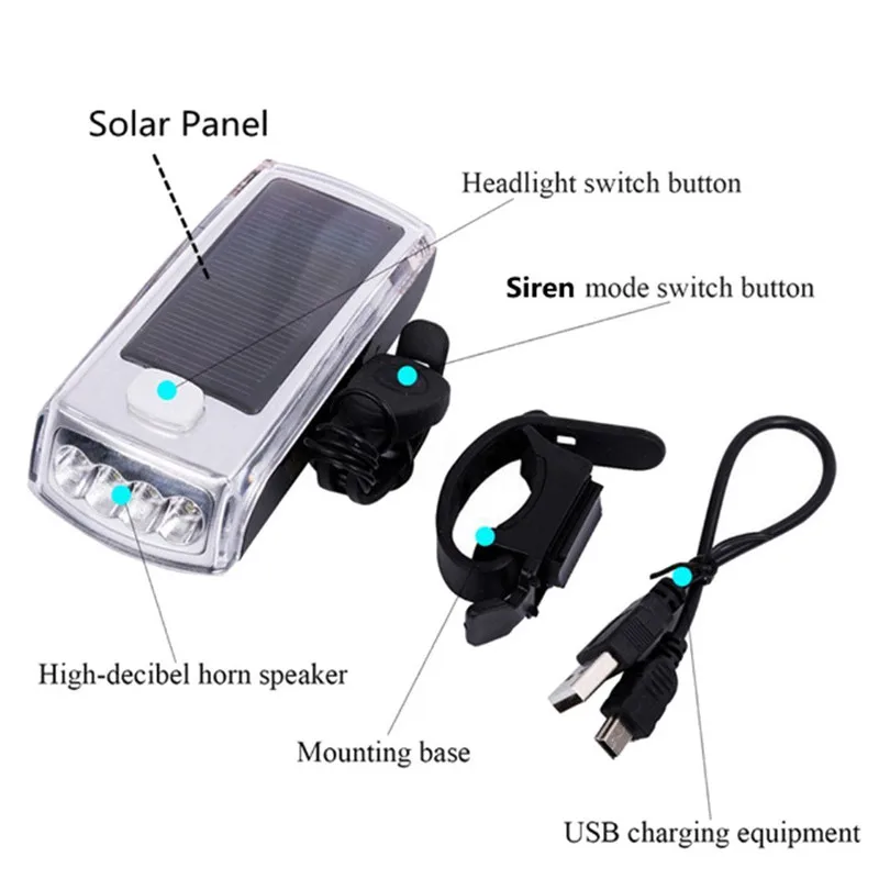 USB Rechargeable Front Light+ Tail Light Lamp Safety light kit Bicycle Solar Powered front light Built-in Li-polymer Battery A30 USB Rechargeable Front Light+ Tail Light Lamp Safety light kit Bicycle Solar Powered front light Built-in Li-polymer Battery A30