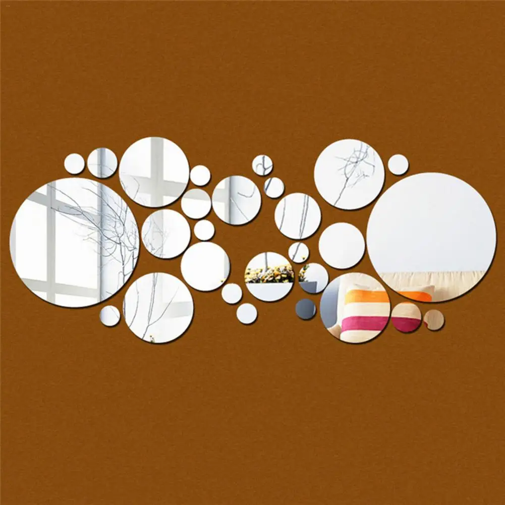 

30pc/set DIY Small Round Point Acrylic Mirror Effect Sticker Wall Sticker Mirror Surface Wall Stickers Home Decoration 2 Colors