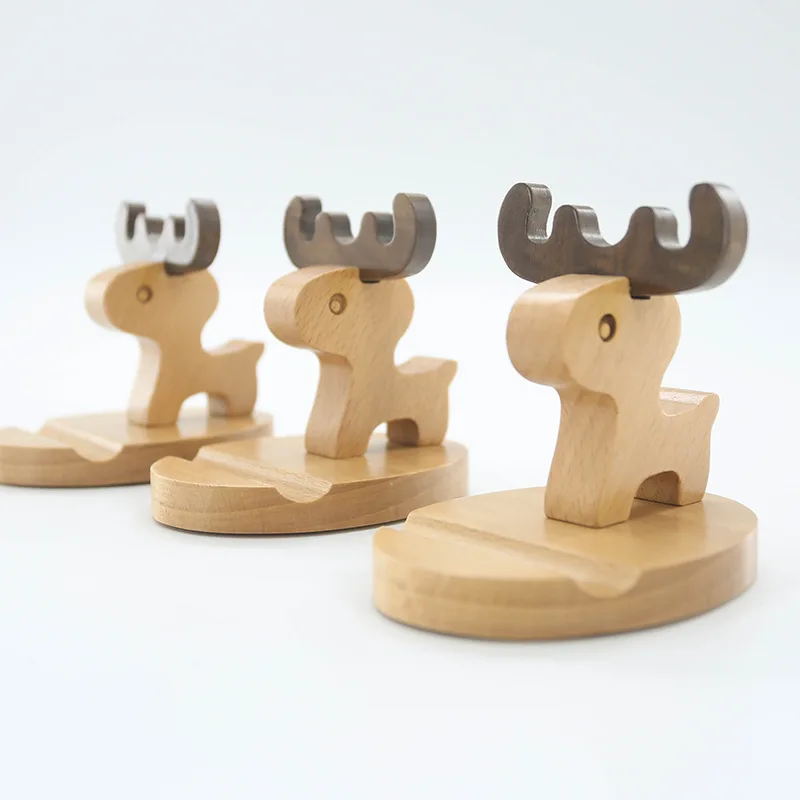 

Cartoon Lovely Deer Shaped Wooden Bamboo Mobile Phone Stand Holder Tablet Storage Rack Lightweight Slim Bracket Bedside Dock