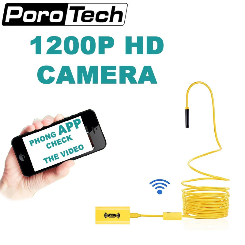 Эндоскопическая камера 110B 1200P желтая Поддержка Android iPhone супер водонепроницаемая