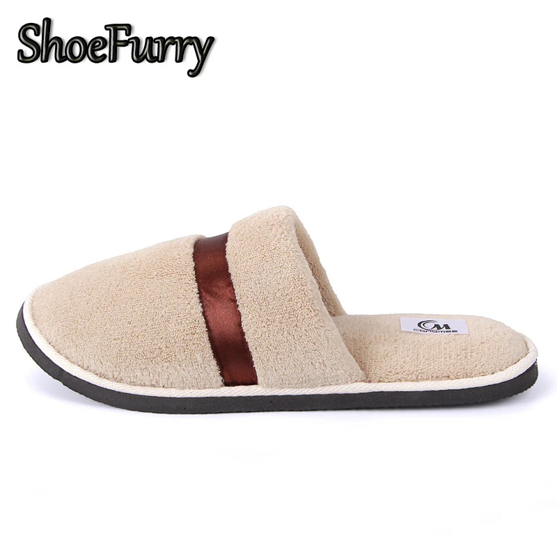 ShoesFurry Winter Slippers Casual Indoor Shoes Men Soft Plush Warm Home Slipper Shoes Male Autumn Cotton Bedroom Furry Slippers