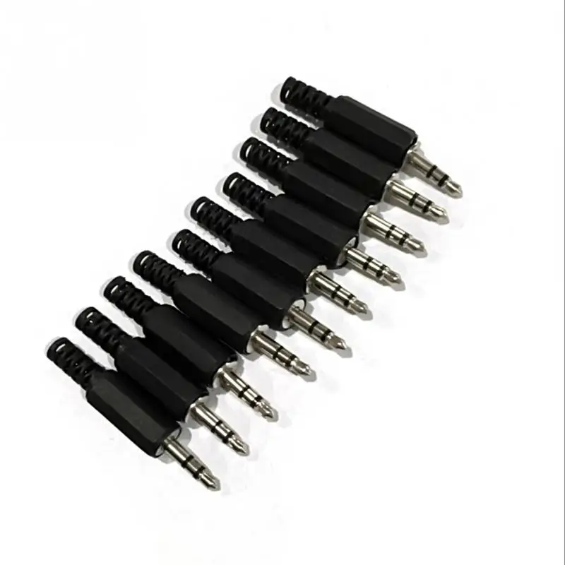 

High Quality 10Pcs 3.5mm Male dual-channel Male Jack Plugs Adapter Audio Connector 5cm Whole Length Plastic Metal