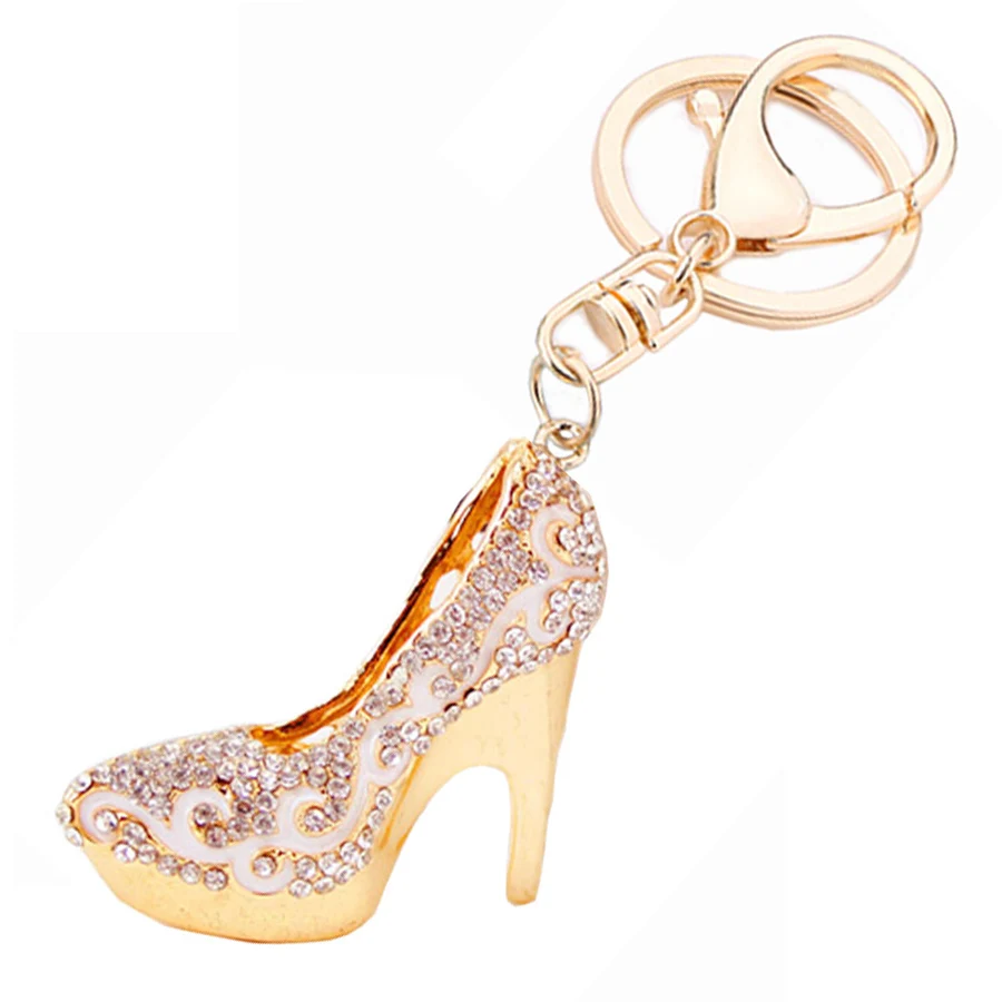 Rhinestone High Heel Shoes Keyring Charm Trinket Brand Shoe Pendant Car