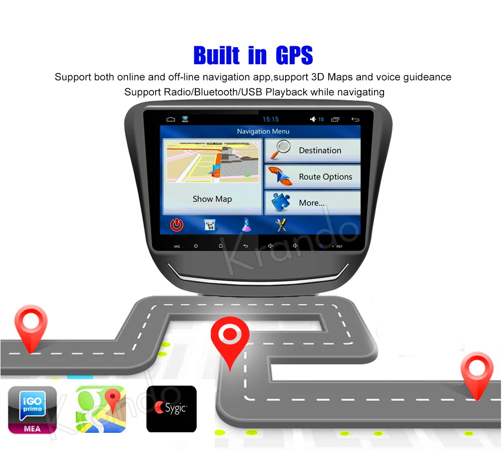 Krando Android car radio gps navigation multimedia system for CHEVROLET CAVALIER 2016