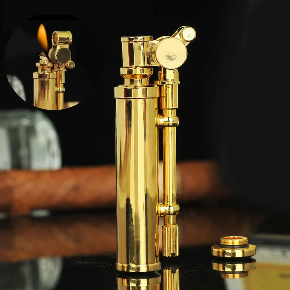 full copper Oil lighters,Handmade Novelty inclined pipe Gasoline