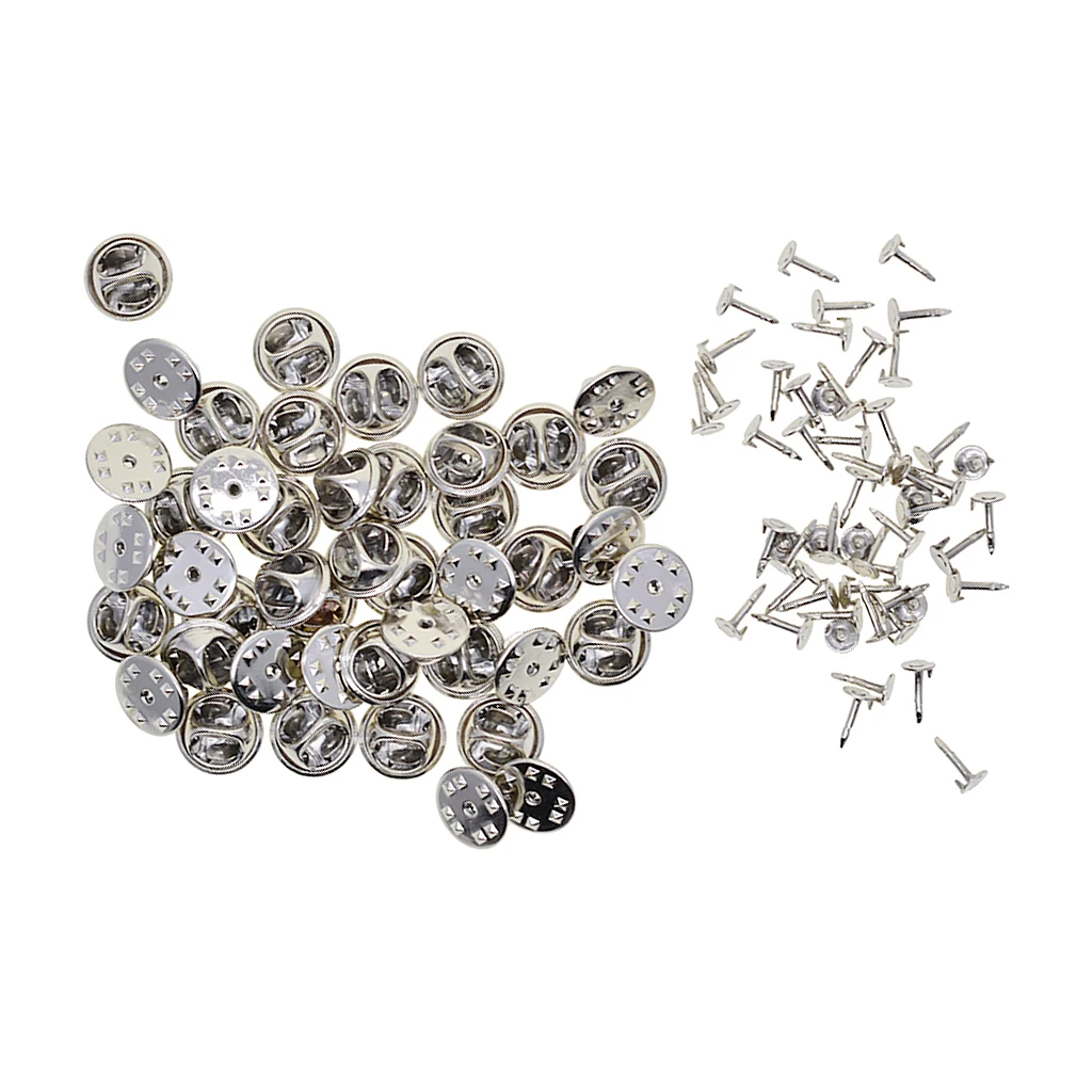 50 Sets Badge Hat Pin Backs Metal Tacks Butterfly Clutch Back Pins Lapel Scatter Pin Fasteners Silver