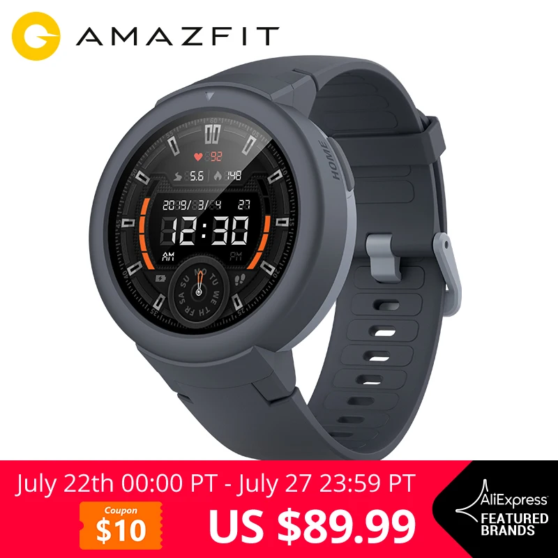 

Amazfit Verge Lite English Version GPS Smart Watch 1.3" AMOLED Screen Upgraded HR Sensor 20 Days Battery Life