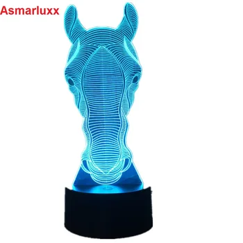 

Horse Face Led light Holiday Atmosphere Decorative Car Toy Lighting Gadget LED Night Light 3D Illusion Lamp Light 7 Colors Gift