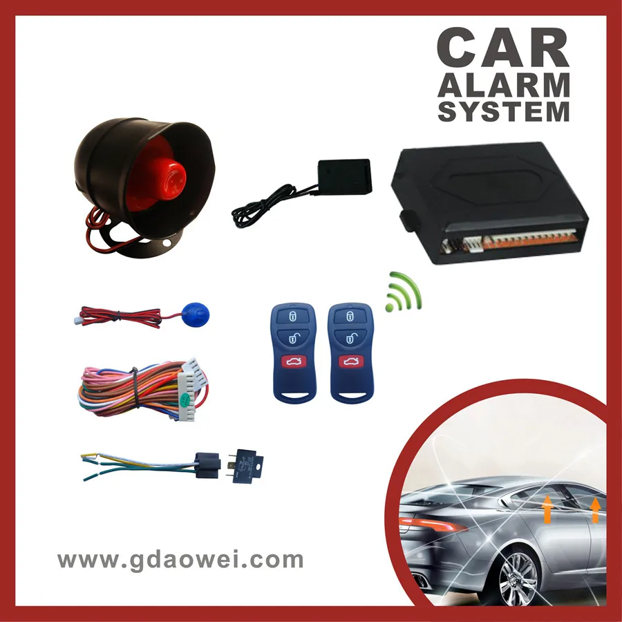 one way car alarm anti hijacking/power off memory/central door lock