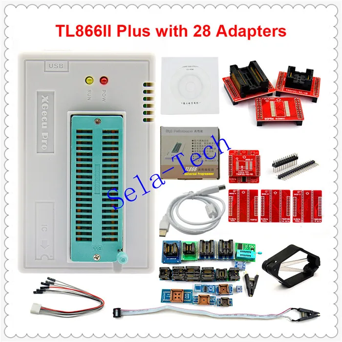 II with 28 Adapter V9.00 TL866II Plus TL866CS и универсальный USB Minipro программист+ 31 адаптер+ тестовый зажим TL866 PIC программист биос - Цвет: II with 28 Adapter