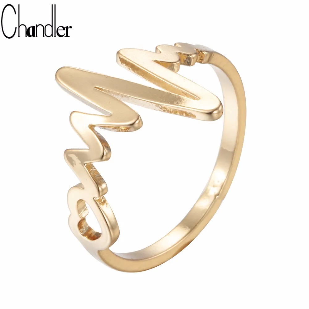 Chandler Heart Beat Ring For Lovers Couples Electrocardiogram Rings Simple ECG Party Fashion Jewelry Bagues Femme Homme Bijoux