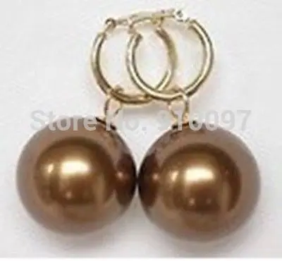 

>14MM ROUND Multicolor SOUTH SEA SHELL PEARL DANGLE EARRING
