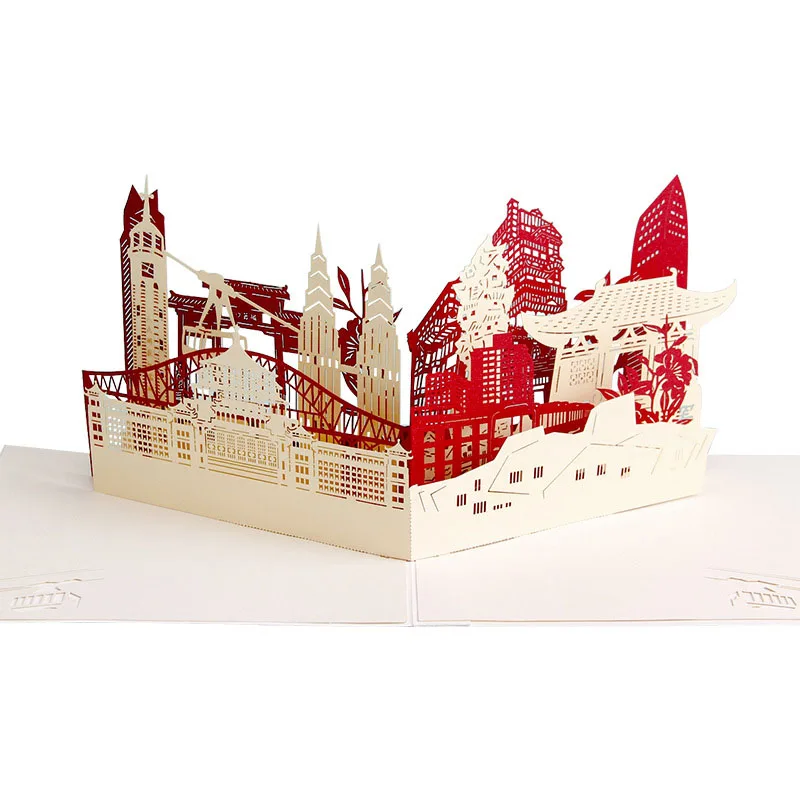  2 Style 3D Handmade Chongqing Architecture Paper Invitation Greeting Cards PostCard Business Gift C - 32960025990