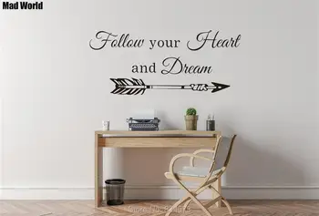 

Mad World-Follow your heart and dream arrow Wall Art Stickers Wall Decal Home DIY Decoration Removable Room Decor Wall Stickers