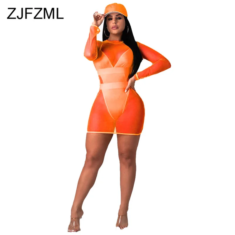 

Neon Green Plus Size 2 Piece Matching Sets Women Spaghetti Strap Beach Bodysuit And Mesh See Through Bandage Mini Dress Outfits
