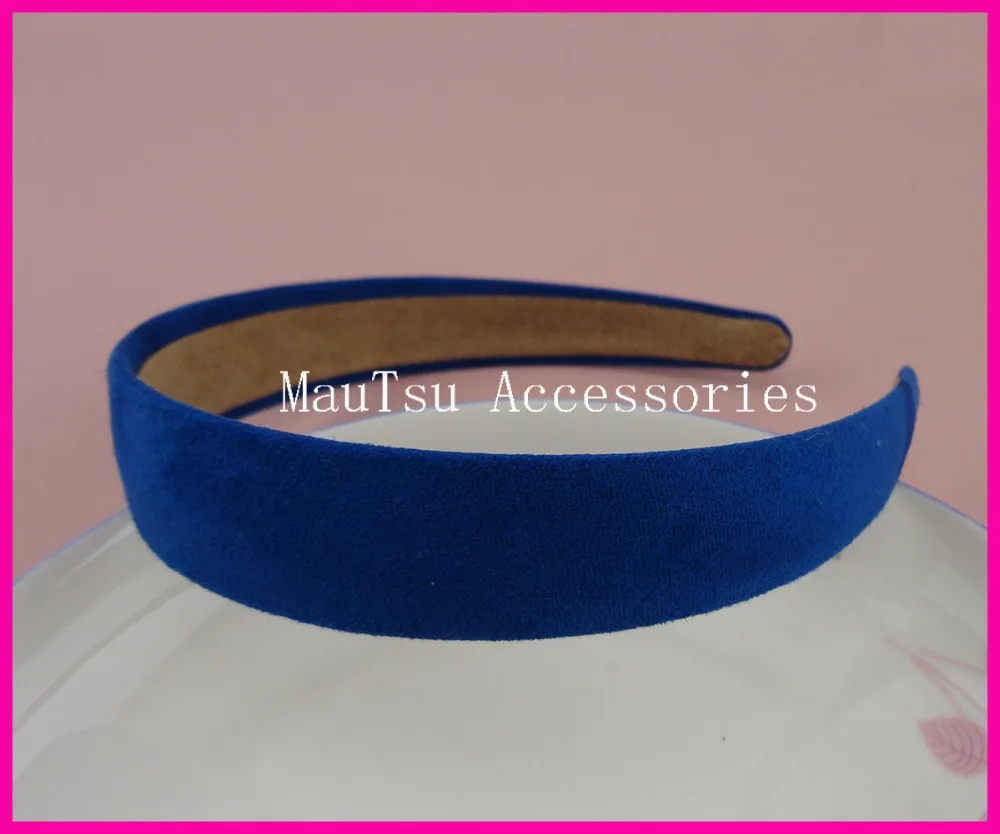 

10PCS 2.5cm 1.0" Sapphire Matte Suede Velvet Covered Plain Plastic Hair Headbands with velvet back,royal blue wrapped hairbands