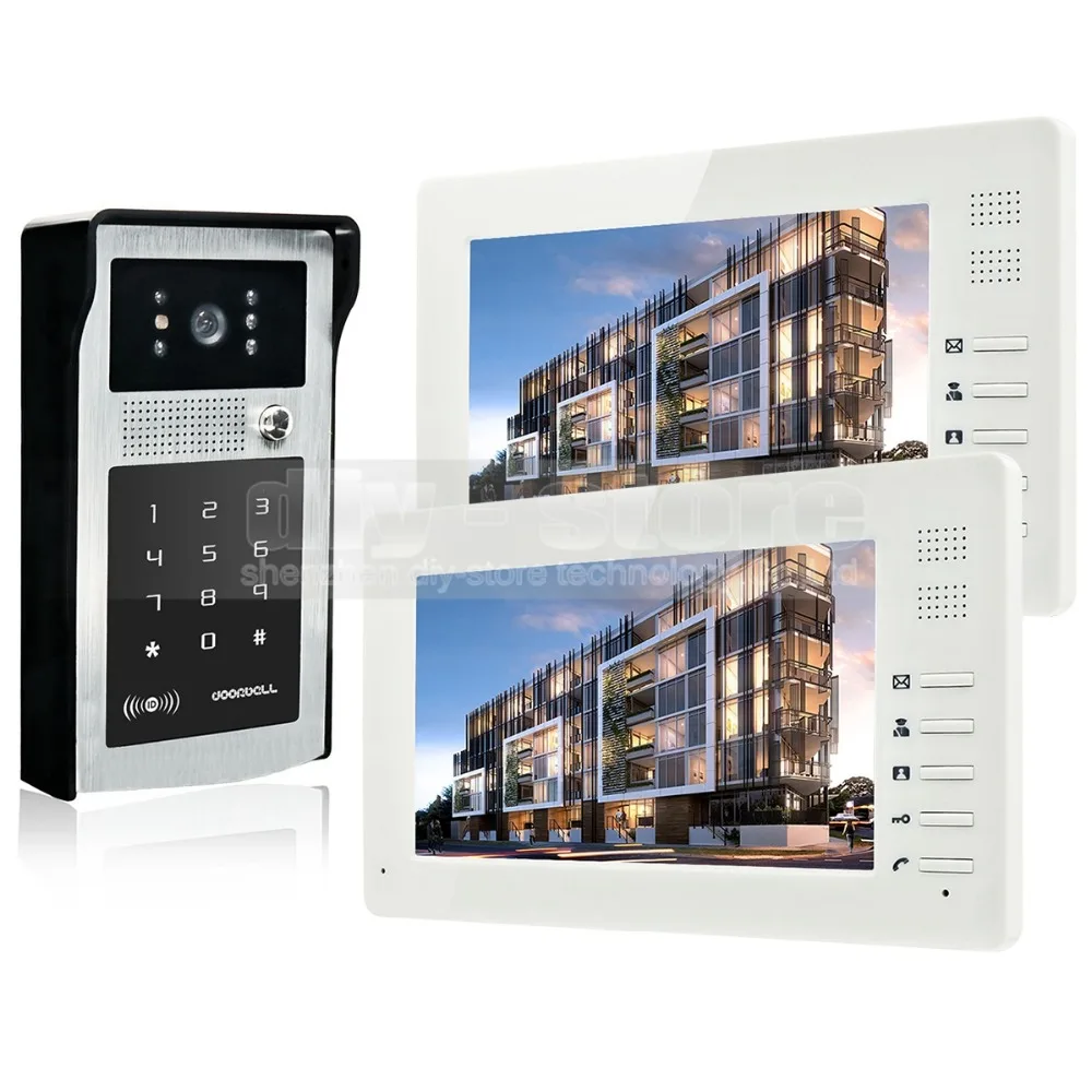 cheap DIYSECUR 1024 x 600 7 inch HD TFT LCD Monitor Video Door Phone Video Intercom Doorbell 300000 Pixels Night Vision Camera RFID