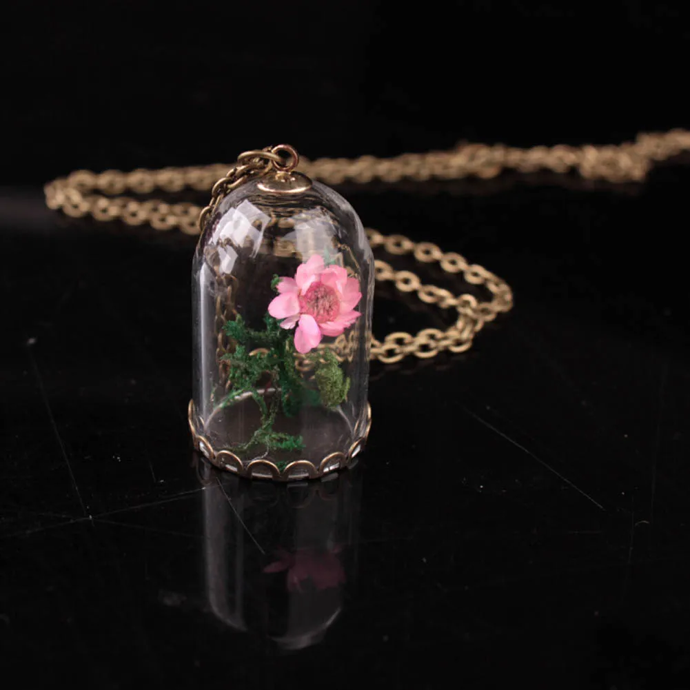 

Hand Dandelion Dry Flower Plant Glass Hood Necklace Dandelion Ocean Elements Seaweed And Small Star Flower