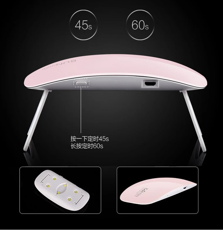 

6W UV Light LED Nail Dryer Curing Lamp for Fingernail & Toenail Gels Based Polishes with Sensor, 45s 60s Timer (Pink,white)