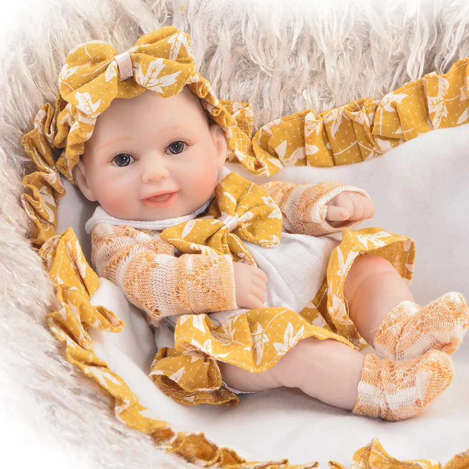 

Sweet Smile Full Silicone 11'' Reborn Baby Dolls Realistic Newborn Twins Girl And Boy Doll Babies Born Kids Playmates DIY Toys