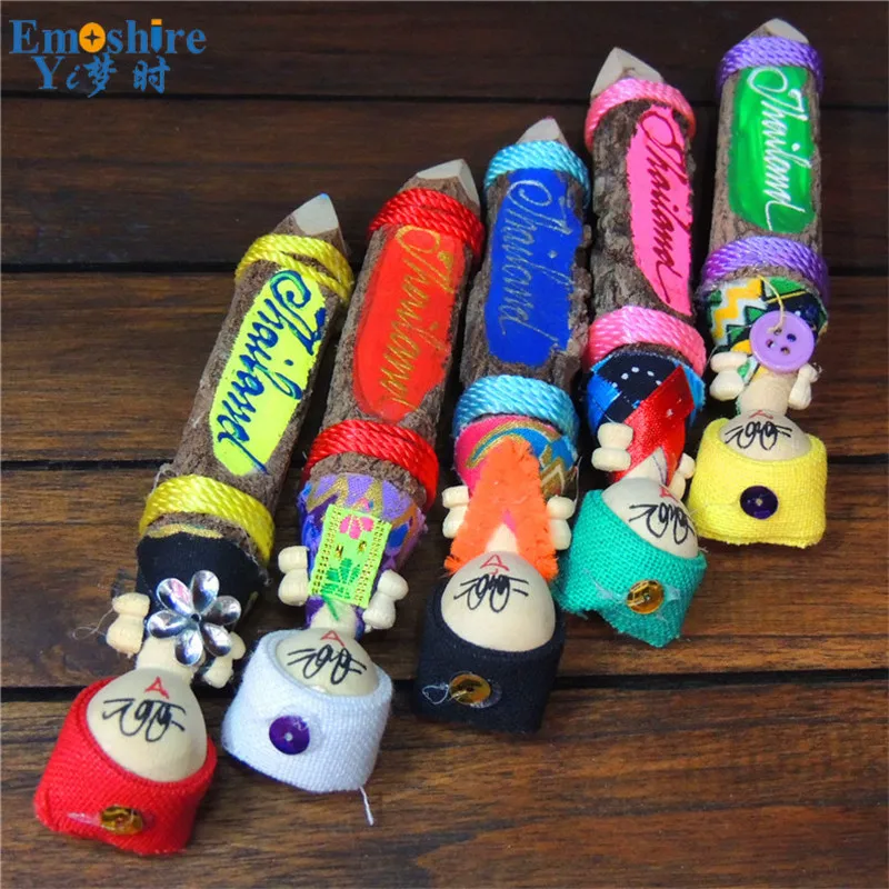 Emoshire Imported Thai color pencil wood doll decorative pencil personality creative ornaments travel souvenirs gifts (3)