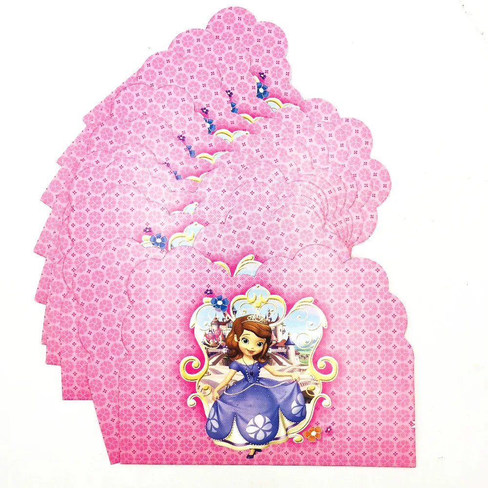 10pcs Princess Sofia Themed First Birthday Party Invitations