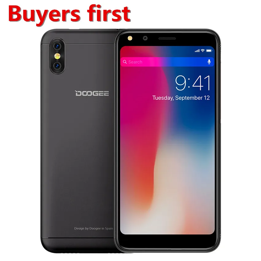 

2018 DOOGEE X53 5.0" 18:9 Mobile Phone Android GO MTK6580M Quad Core 1GB RAM 16GB ROM 5MP Dual Rear Cameras 3G WCDMA Smartphone