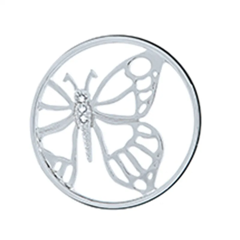Latest Large Butterfly Window Plate 20mm Silver Color Floating Lockets