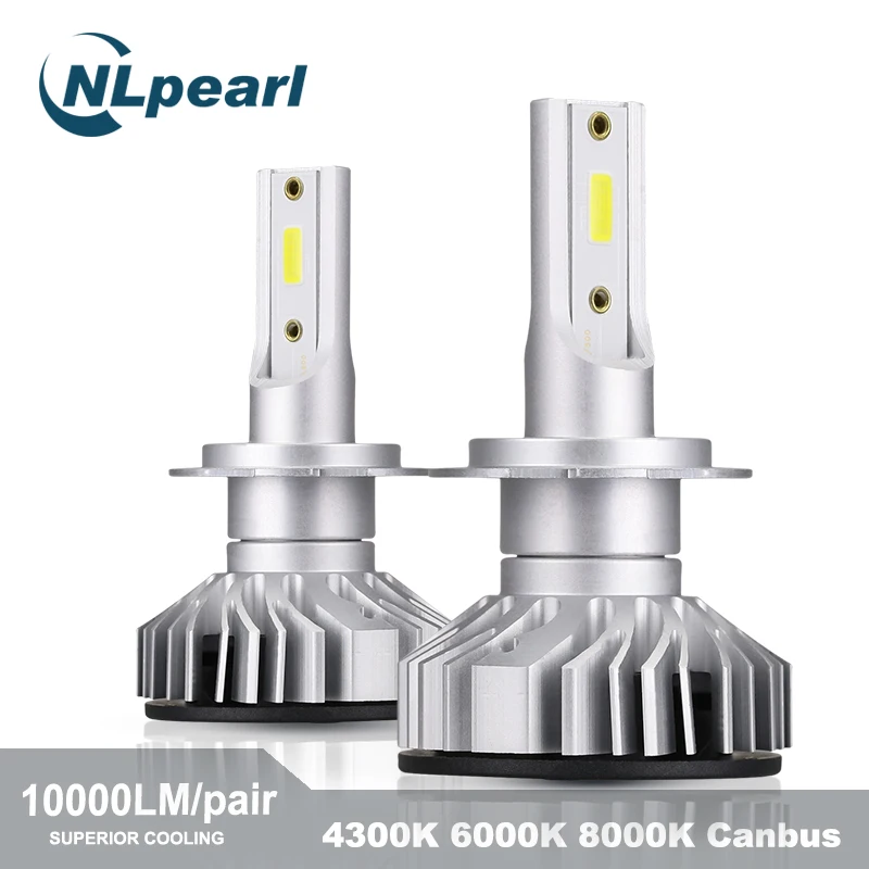 NLpearl 2x Canbus H7 светодиодный головной светильник лампы 4300k 6000k 8000k 10000LM/пара H4 H1 H3 H9 H11