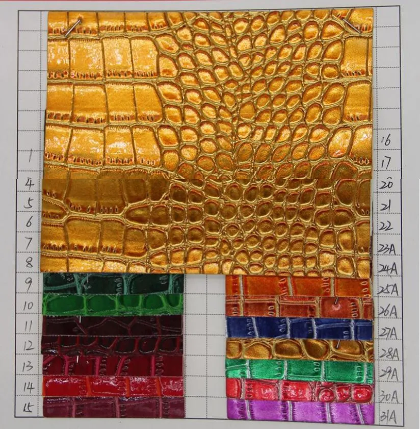 Latest style metal alligator grain leather crocodile pattern artificial