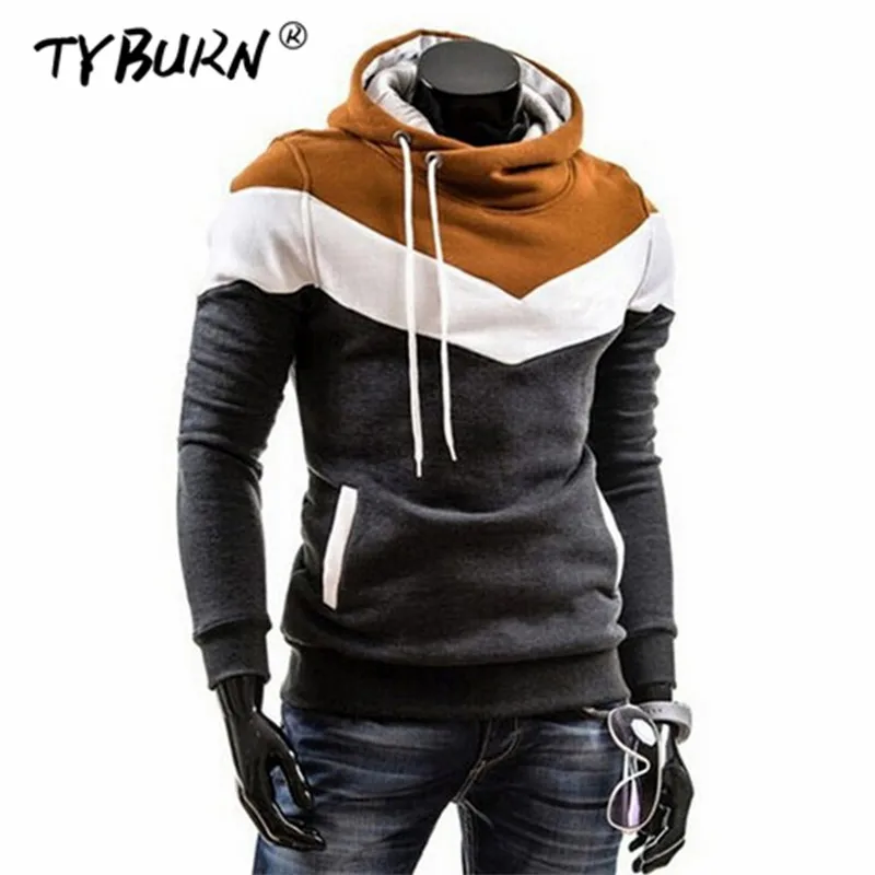 

TYBURN Hoodies Men Brand Autumn Long Sleeve Patchwork Spring Hooded Sweatshirt Mens Hoodie Tracksuit Sweat Casual Sportswear
