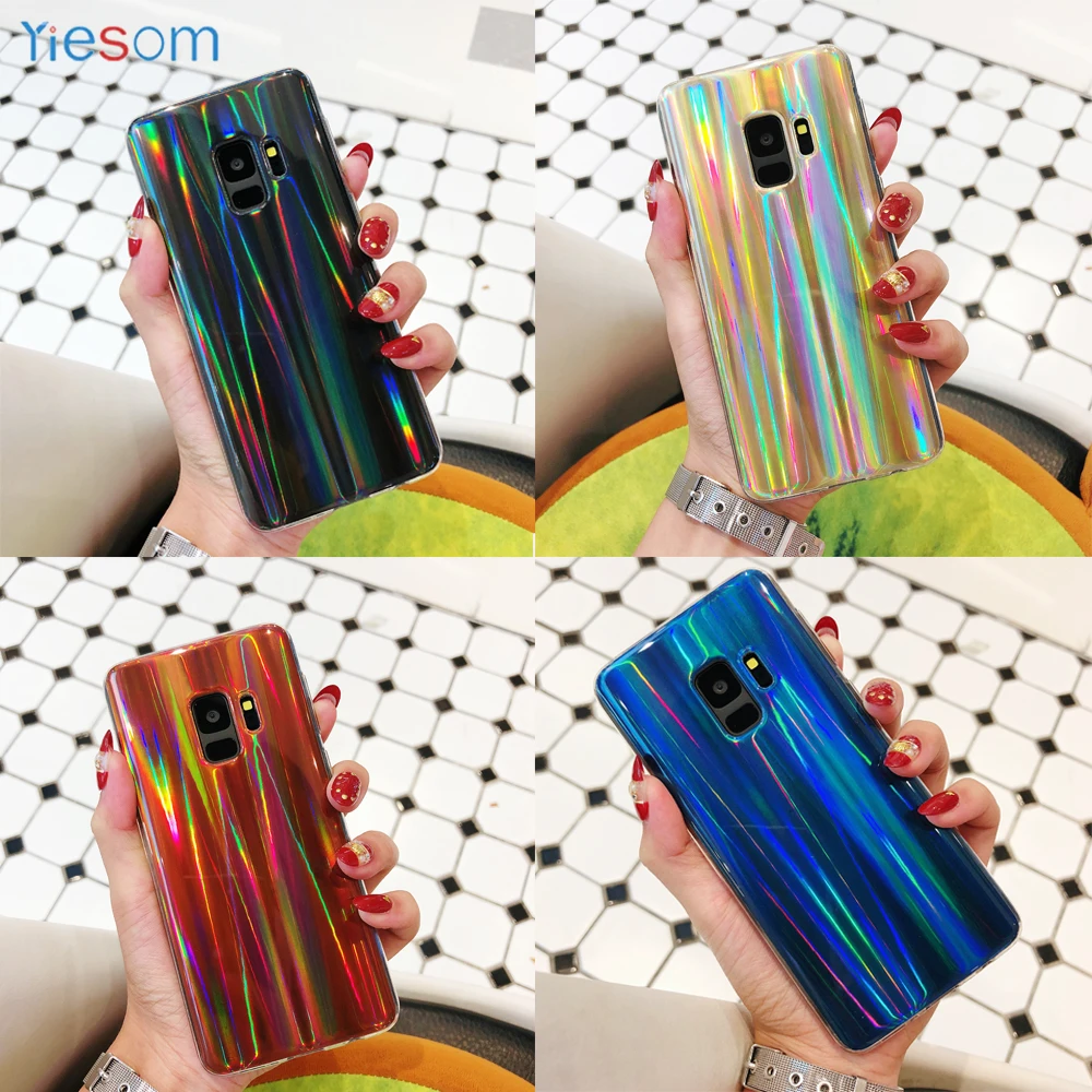 Чехол для Samsung Galaxy S9 S8 Plus Note 8 9 A7 2018 чехол Aurora Красочный Блестящий Мягкий J2Pro J4 J6 A6