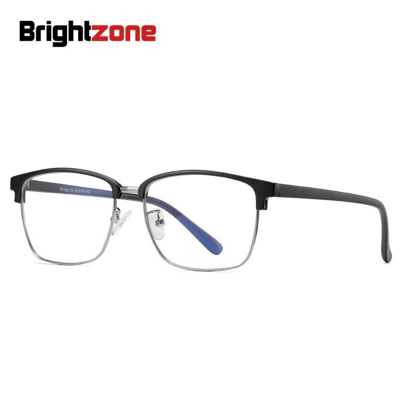 Brightzone, новая оправа для мужчин и женщин, очки для близорукости, модные, TR90, анти-синий луч, светильник для компьютера, для очков, прозрачные линзы, ультра-светильник - Цвет оправы: MatteBlack Gray
