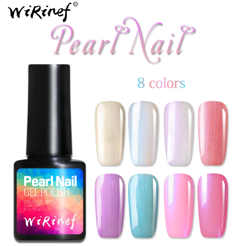 WiRinef 8ml Pearl Nail Gel Polish 8 Colors UV Gel Polish Nail Art