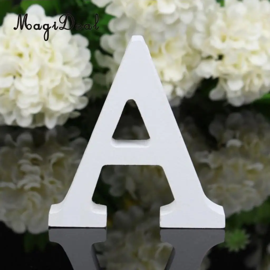 Wooden Alphabet DIY Block Words Sign Hanging Decor Letter for Home Bedroom Office Wedding Party Decor White