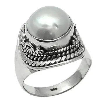 

Genuine Pearl Ring 925 Sterling Silver,USA Size :7.5, 2SR0257