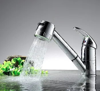 

Modern High Pressure Chrome Single Lever Faucet Tap with Pull-out Shower Mixer for Kitchen Washbasin Sink Faucet Tap Sing Mixer