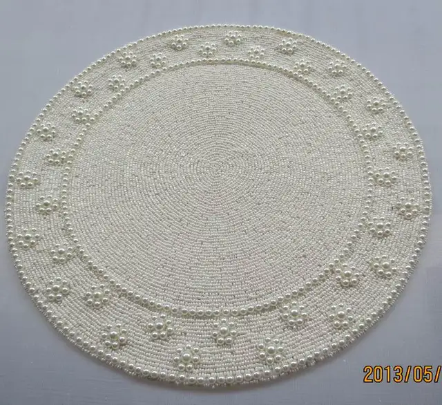 Handmade 35 Cm Posavasos Vintage Round Beaded Placemat White Coaster Handmade 35 Cm Posavasos Vintage Round Beaded Placemat White Coaster Red Placemats Manteles Individuales Luxury Table