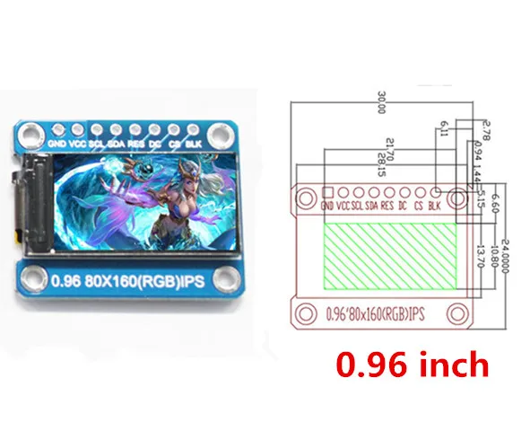 0,96 1,3 дюймов 1,4" 1,8" серийный 128*128 128*160 80*160 240*240 65 K SPI полноцветный TFT ips ЖК-дисплей модуль платы Замена OLED - Цвет: 0.96 inch