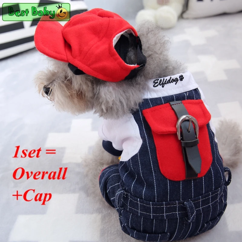 

Denim Jumpsuit Clothes For Dogs Of Winter Warm Coverall With Caps Hat Set S XXL Little Medium Small Puppies Pet Cats Overalls