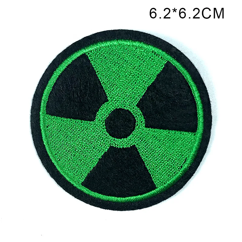 Значок Предупреждение радиации зомби символ ядерный радиоактивный опасный отходы значок аппликация вышитый ядерный Железный патч