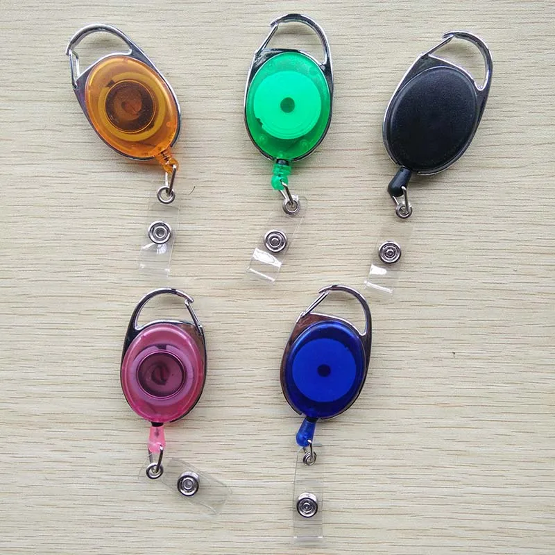 

5 pcs/lot fashion Colorful Plastic Retractable Pull Key Ring Chain Reel ID Card Badge Holder Reel Belt Key Ring Clip