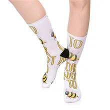 Unisex 3D Print Casual Fitness Harajuku Hosiery Emoji Bee Long Socks Women Funny Socks