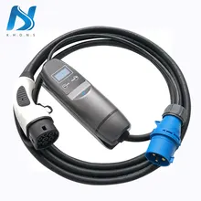 Khons EVSE Тип 2 электромобиль портативное зарядное устройство для электромобиля с синим CEE штепсельной вилкой 16A Регулируемый 16ft кабель зарядный разъем