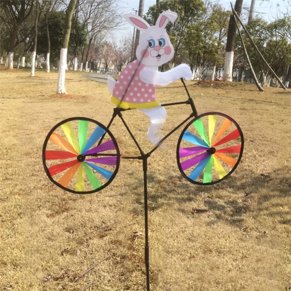 Cute 3D Animal on Bike Windmill Wind Spinner Whirligig for Garden Lawn Yard wind spinner animal wind spinners